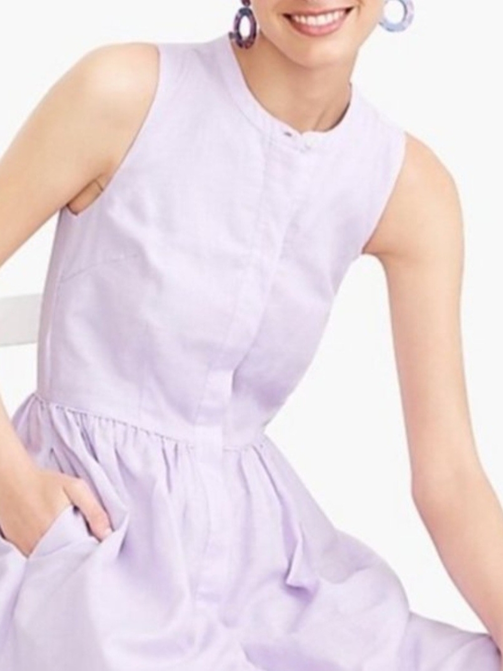 JCrew Lavender Cotton Linen Dress Size 00 - Picture 2 of 8